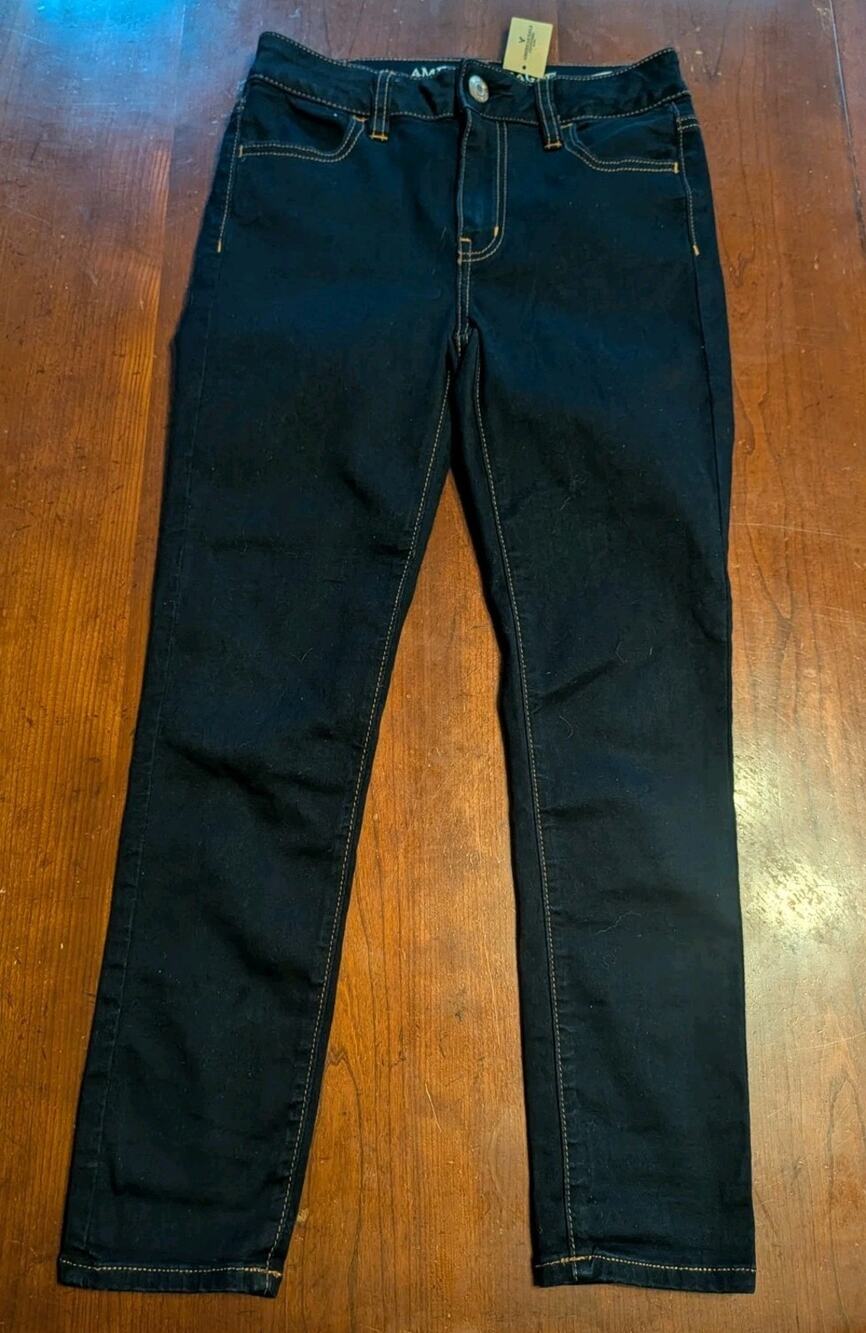 NWT American Eagle High Rise Crop Super Stretch Denim Jeans Women's 4 Dark